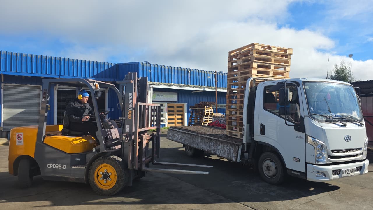 Carga de pallets reparados a camión